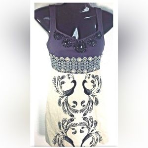 Free People Size 8. Dreaming in Paradise Peacock Dress. Beaded, lace, rivets